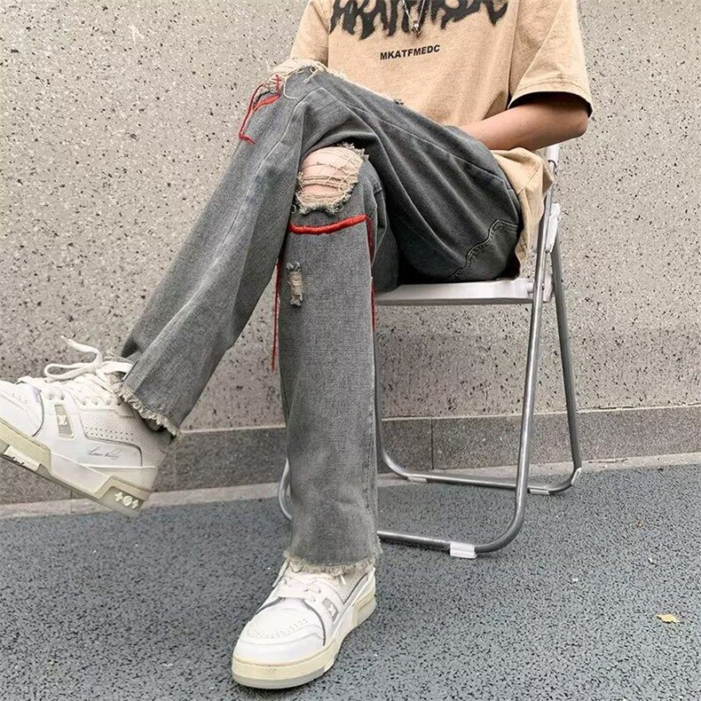 牛仔裤潮流长裤拉链水洗直脚青春流行男文艺新款夏季KK029-P45,男装牛仔裤,星座911-3