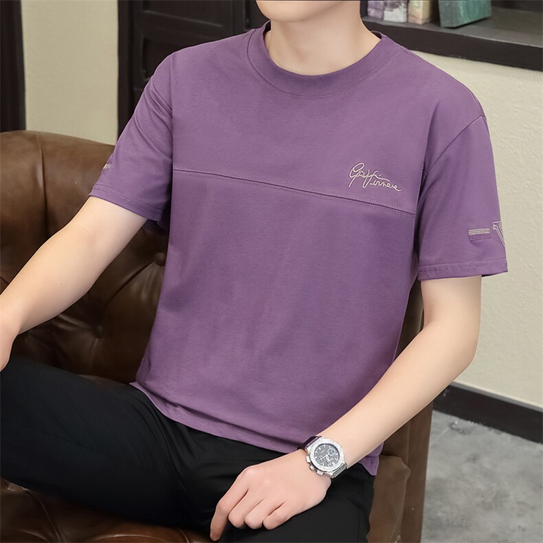 夏款短袖体恤男士韩版纯棉打底衫潮流夏季冰丝薄款宽松T恤衫男,男装T恤,钱塘6003（原4033）