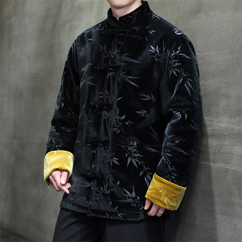 现货新中式大码韩绒压花竹叶加厚棉服MY9913-P130控188,男装棉衣,电商A021