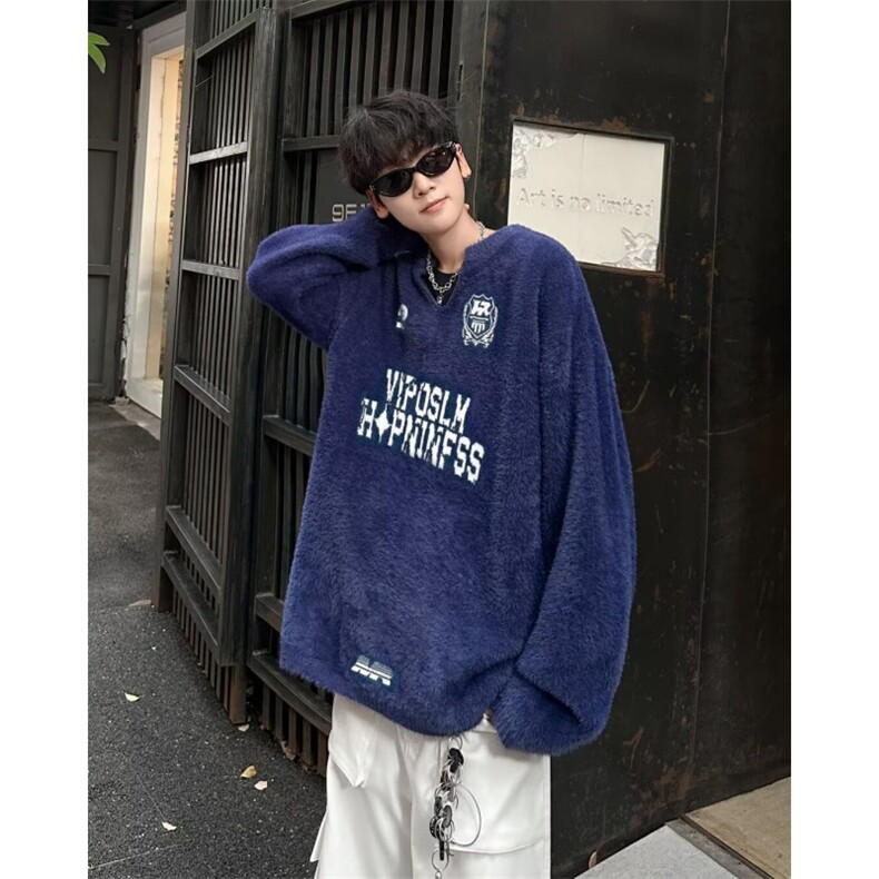 针织衫男女韩版潮流字母高街帅保暖宽松2024冬季ins毛衣MZ592-P57图片