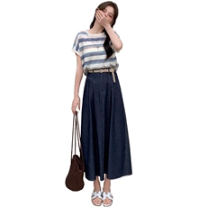 2025年夏季新款时尚宽松休闲牛仔裙两件套，女装套装/套裙，心心服饰