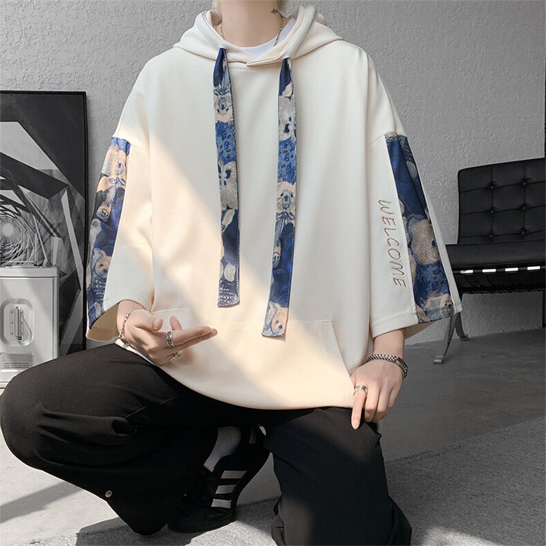 小熊拼接高质量连帽短袖DSA059-T10018-P40已做货,男装T恤,电商A059