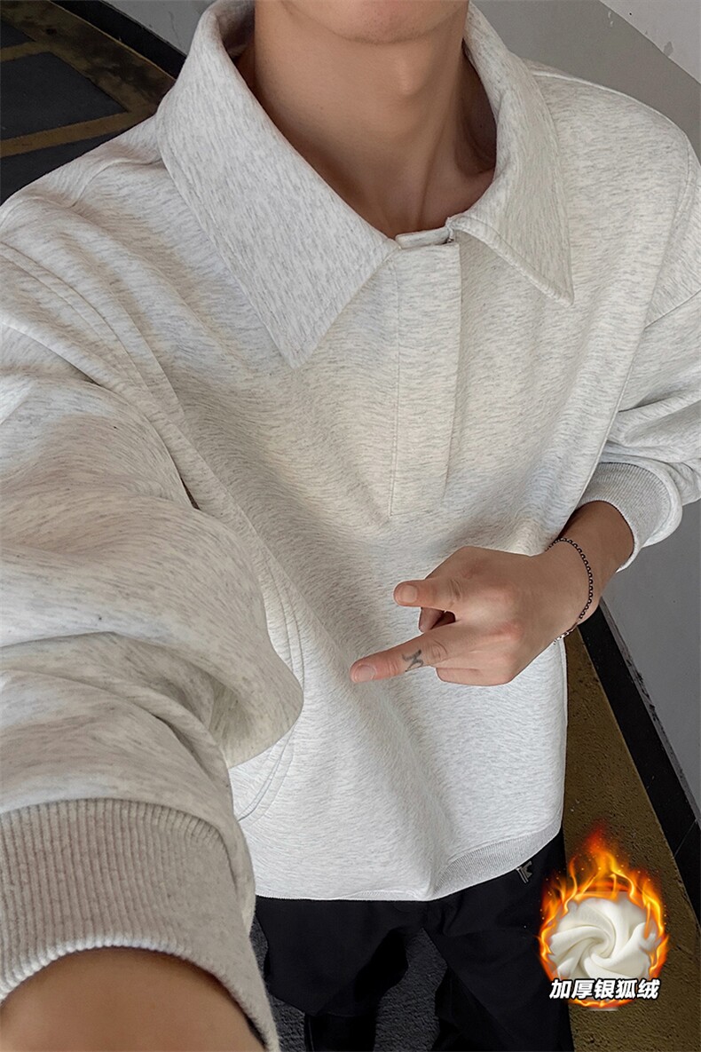 曼巴棉420g重磅加绒保暖银狐绒半拉链卫衣男W5416J加绒特P55控108,男装棉衣,电商A001