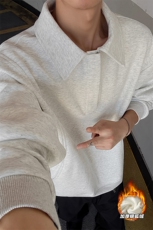 曼巴棉420g重磅加绒保暖银狐绒半拉链卫衣男W5416J加绒特P55控108，男装棉衣，电商A001