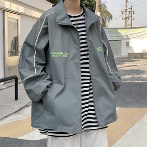 XZ213-19JK36-P108控128 港风大码ins潮牌反光印花立领棒球服夹克图片