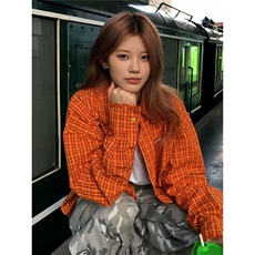 1506A/GF-A67680/P56多巴胺格纹衬衣情侣宽松休闲外套，男装衬衫，星座1506A