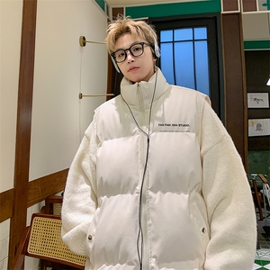 秋冬装PU皮棉马甲男印花保暖加厚充棉坎肩外套 MJ888/特P78 白色8图片