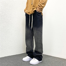 k786-p55-控78M-5XL渐变拼色黄泥在高阶宽松大码牛仔裤cityboy，男装牛仔裤，星座116