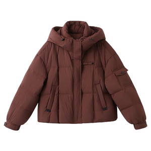 高级感超好看短款羽绒服女2024冬新款时尚小个子白鸭绒面包服外套图片