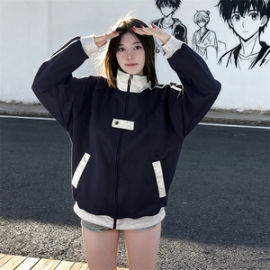 抖音得物品质秋冬美式高街重磅结构拼接织带翻领卫衣夹克外套W113图片