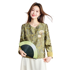 2026年春季新中式圆领刺绣花民族风撞色拼接外套，女装短外套，简韵佳