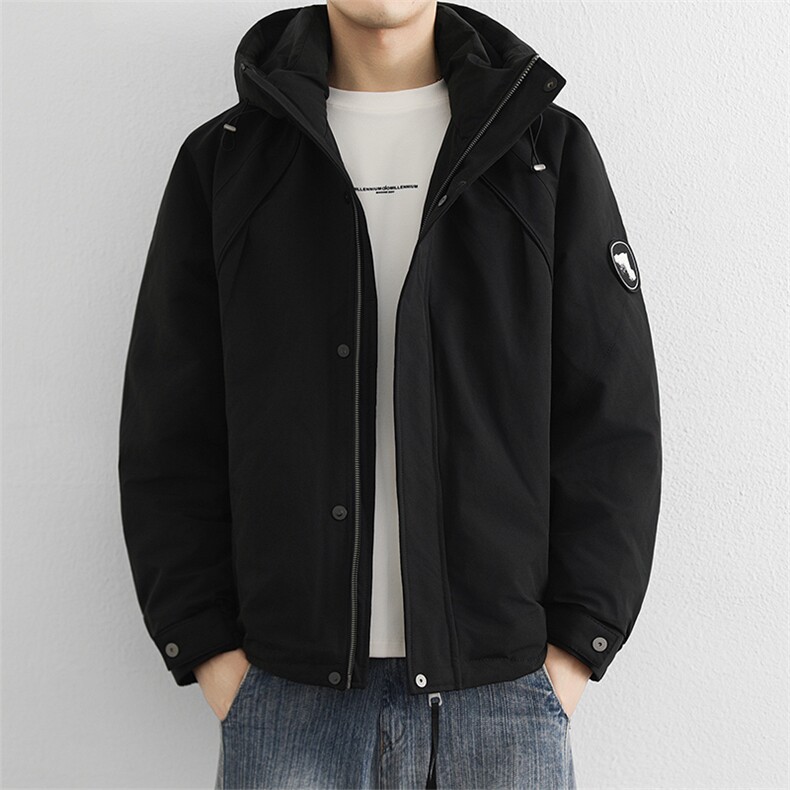 90鸭绒美式工装御寒羽绒服男冬季2025新款连帽冲锋衣保暖外套,男装夹克,星座914