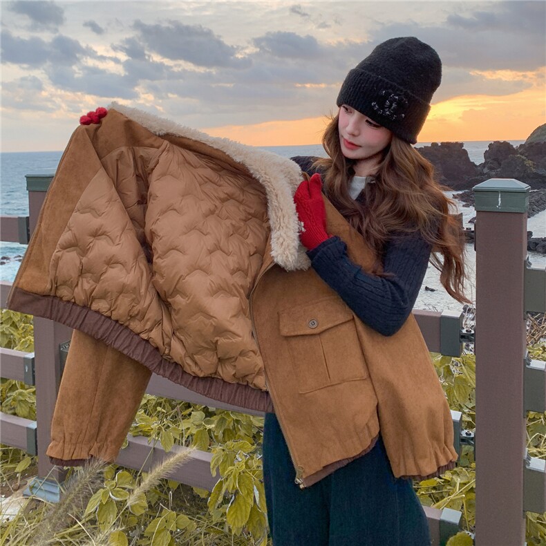 2025冬季新款羊羔毛鹿皮绒羽绒服外套90绒2C375-2525-P295-K448,女装羽绒服,2C375