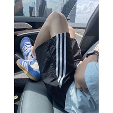 条纹冰丝短裤男生夏季薄款美式高街vibe港风户外海边沙滩五分裤子，男装休闲裤，星座506A