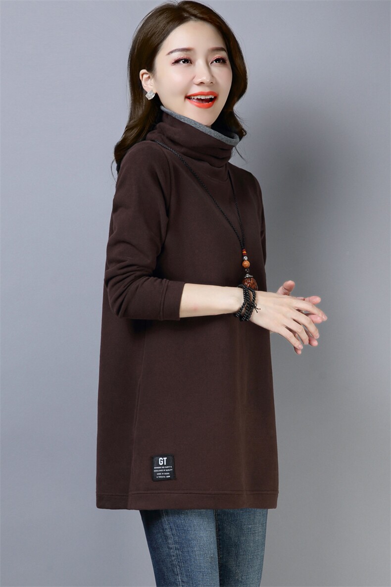 2020年秋季新款加绒加厚高领卫衣女中长款秋冬打底衫上衣服,女装卫衣/绒衫,简韵佳