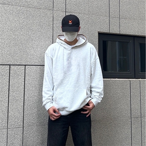 抖音得物高品质二开 25秋冬美式重磅宽松纯色连帽贝壳刺绣卫衣W63图片