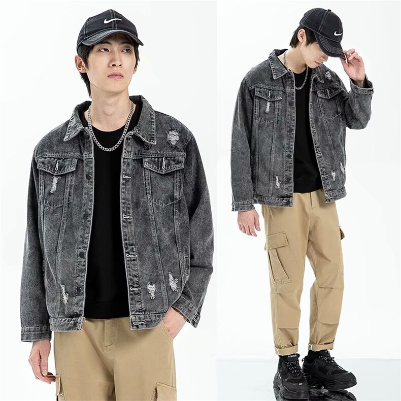 美式牛仔外套男春秋复古潮牌上衣休闲男士工装夹克609-310B-1-P55，男装夹克，星座310B-1
