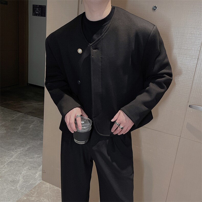 王嘉尔同款中式小香风外套时尚简约无领珍珠扣短款夹克JK2333P118图片