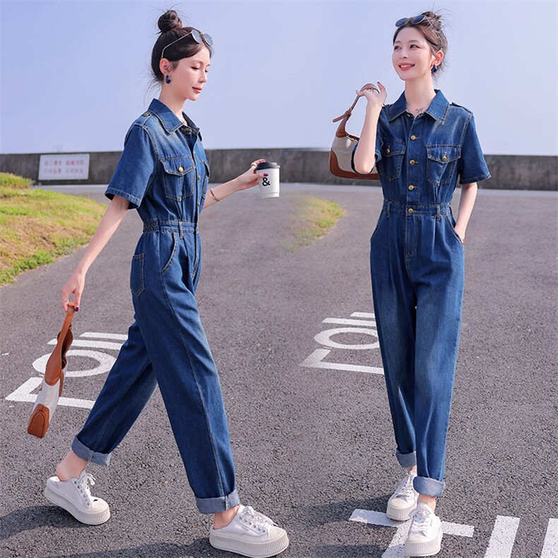 工装牛仔连体裤女欧货2026夏季新款高端气质高腰显瘦小个子连衣裤,女装连体裤,印象茜