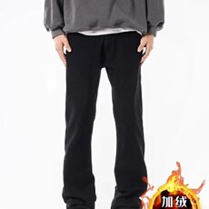 美式灰色直筒加绒男潮牌cIeanfit水洗复古长裤子K7055-1#P45网图，男装卫衣，电商B245