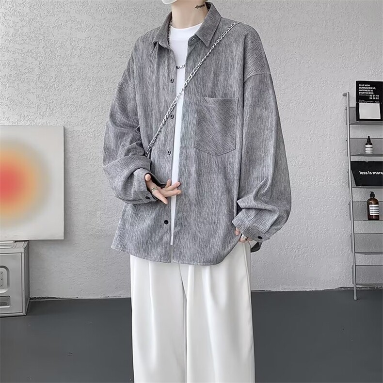 网络图，新款洋气时尚舒适树皮皱休闲衬衫XZ302B-1-CS57P40,男装衬衫,星座302B-1