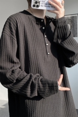 肌理感条纹长袖T恤大码纯色简约打底衫亨利领内搭上衣LT1002特P32，男装T恤，电商B215