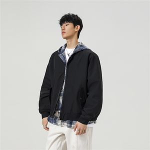 可二开假两件格子拼接大码M-5XL夹克100%聚酯纤维JK78094P75控118图片