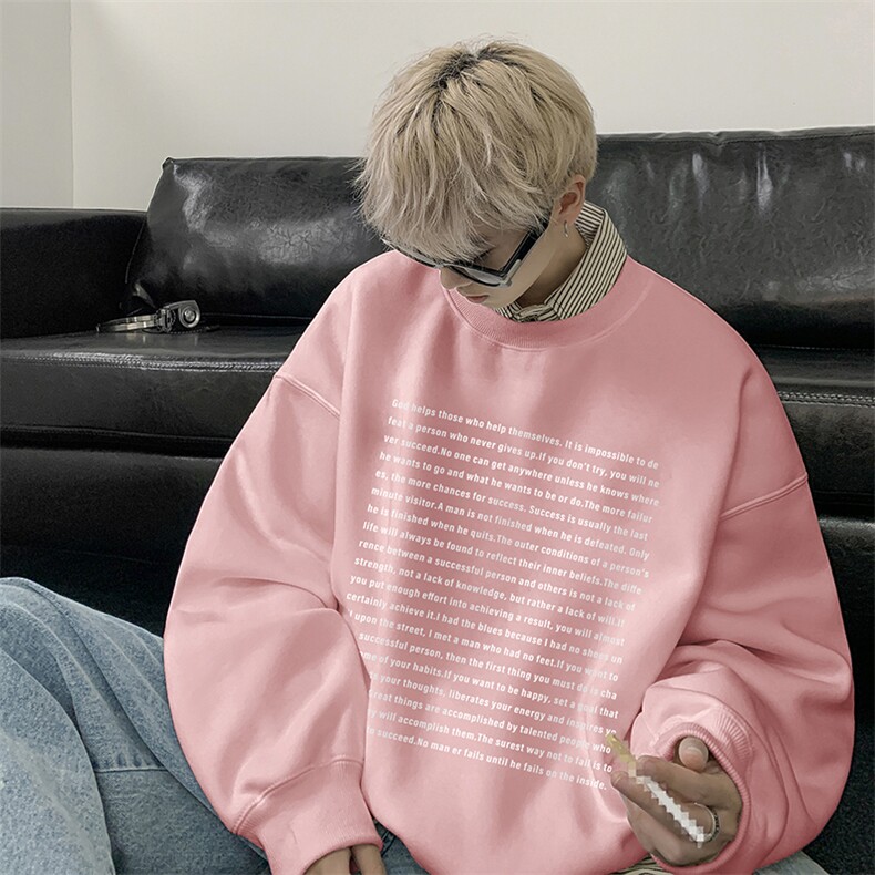 量大优可提供视频2024印花圆领卫衣宽松HD019-1-YL4325-P30,男装卫衣,电商019-1