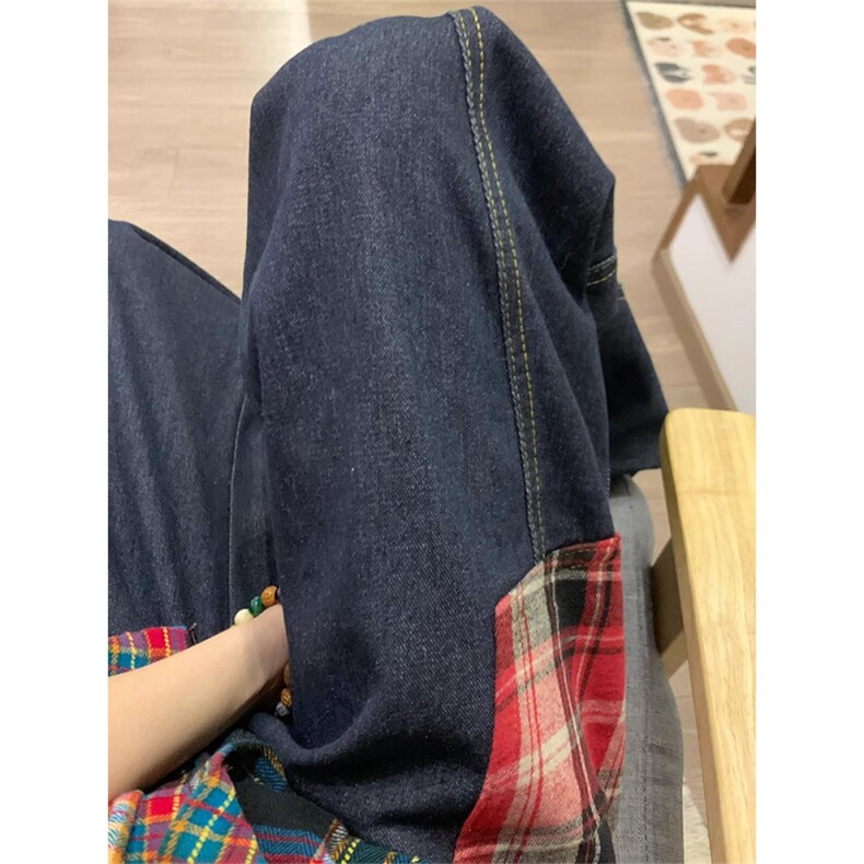 【有货】XK8091CC-特P55格纹拼接baggy水洗萝卜牛仔裤子,男装牛仔裤,星座1007（原301D）