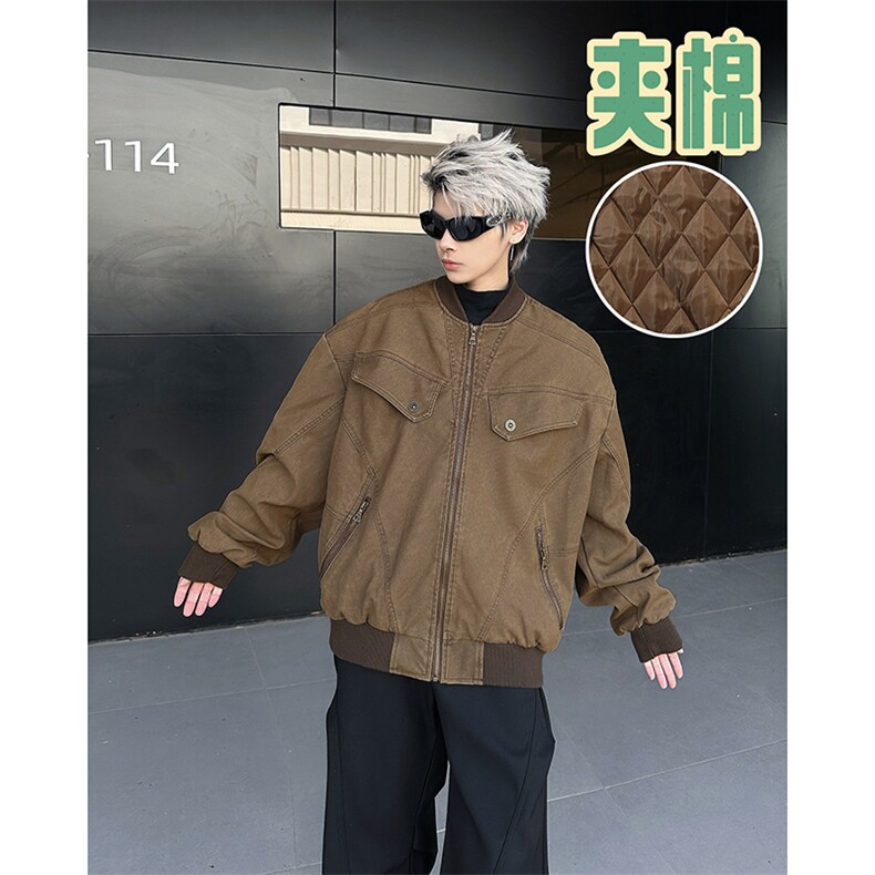 美式复古做旧工装夹克男女高级感宽松休夹棉保暖外套潮MY0867-P83,男装棉衣,星座308B-1