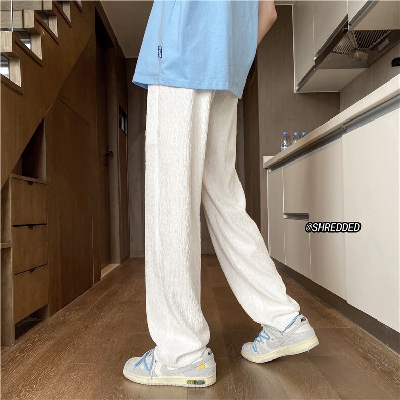 ins男士速干宽松拖地裤夏季褶皱薄款冰丝裤B315-K23250-p50控65,男装休闲裤,电商B315
