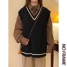 M2103-特P45男士针织背心慵懒风jk毛衣外套学院风女春秋情侣马甲，男装背心/马甲，电商D310B