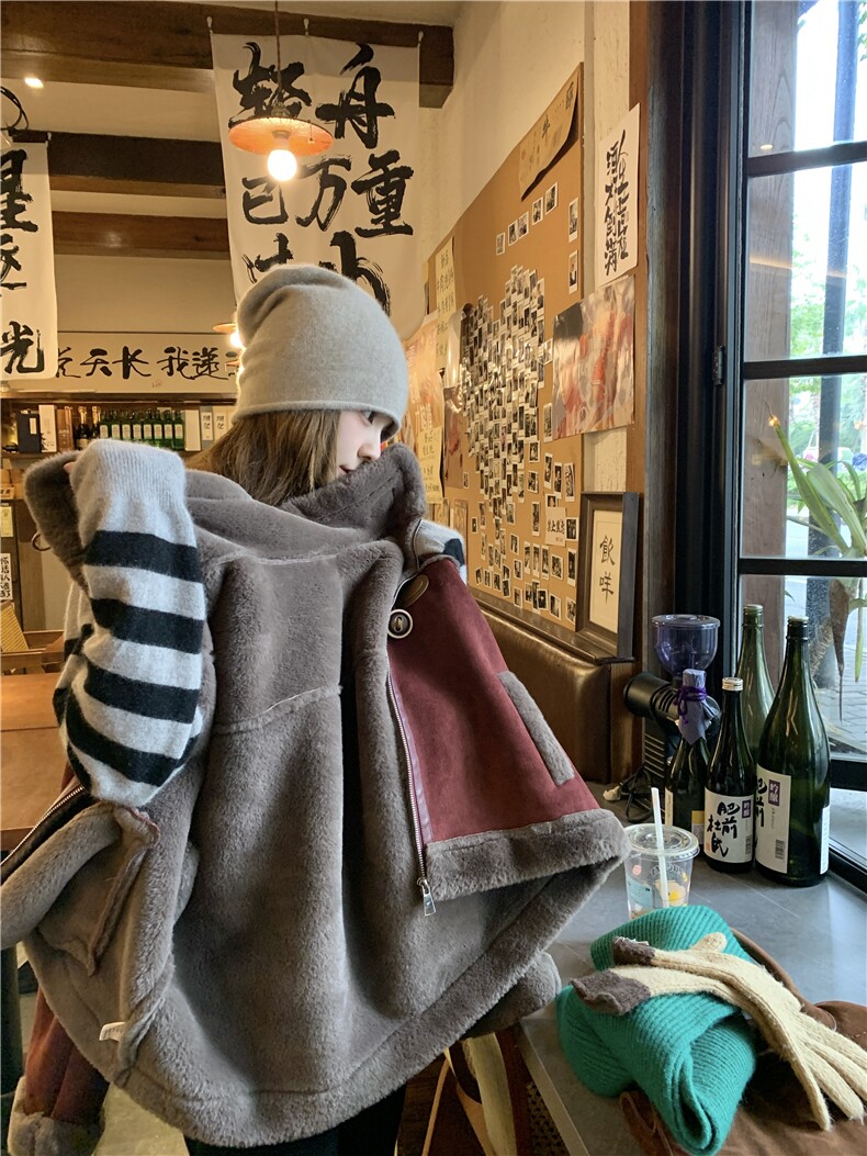 现货新款安哥拉红皮毛一体外套HW83P170K258,女装短外套,2D035