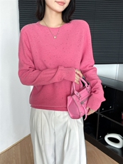 时尚百搭女士羊毛衫优雅紫色圆领长袖毛衣秋冬必备单品，女装羊毛衫，牧思羊