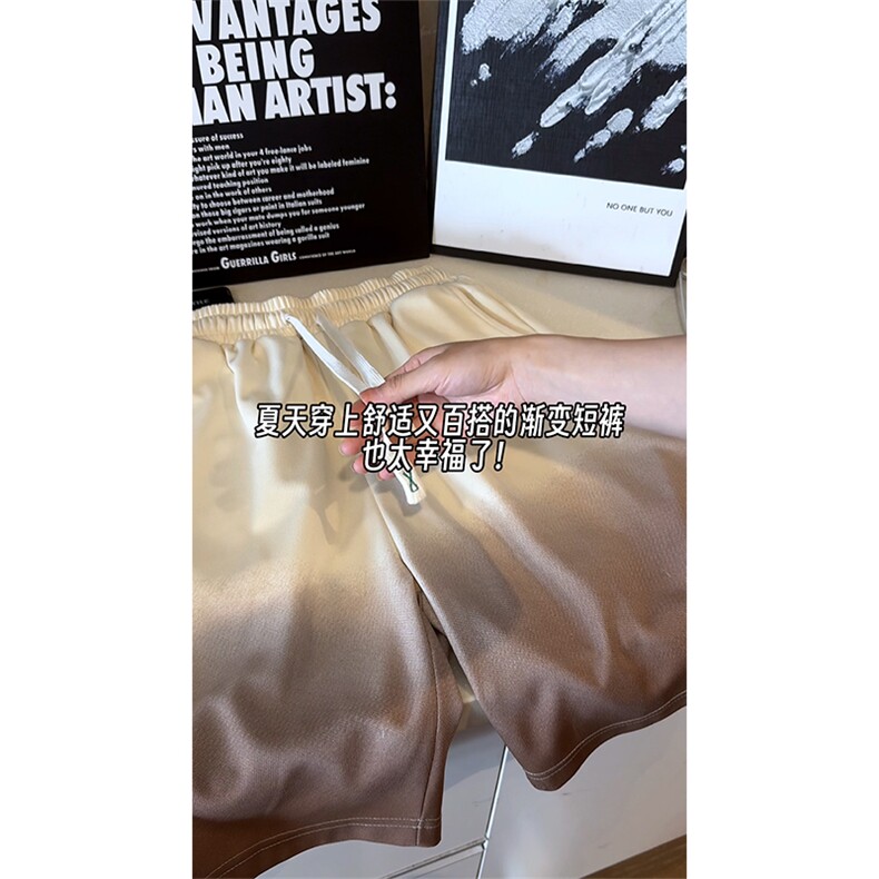 现货供视频~渐变色短裤情侣宽松直筒运动五分裤A456特P30,男装牛仔裤,电商A309