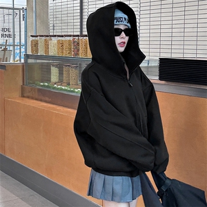 抖音得物高品质 25秋冬美式高街宽松结构防风高领连帽卫衣外套W60图片