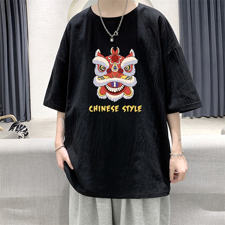 YT26185-P30亚短袖t恤男大码五分袖男宽松七分袖港风模特,男装T恤,电商A040