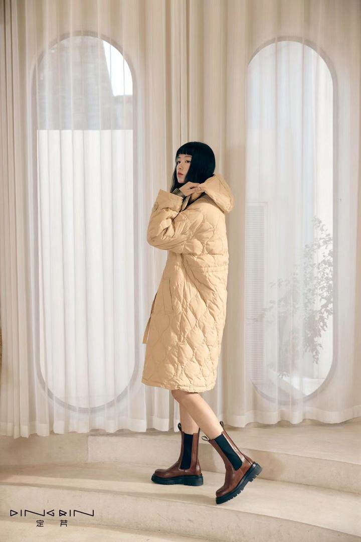 菱形格轻薄收腰羽绒，其它，DINGOIN 定芹