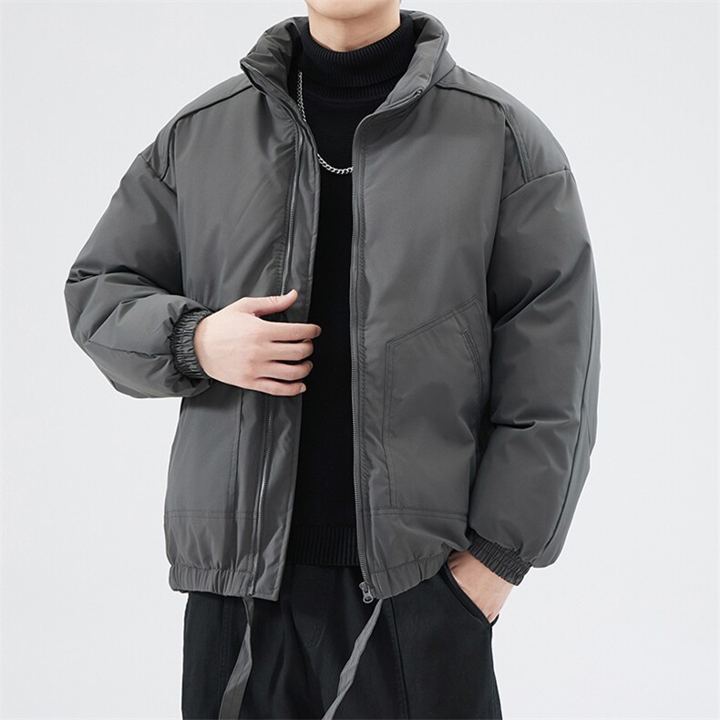 现货冬季美式休闲加厚雪山外套夹克立领纯色三防户外工装棉服,男装夹克,电商A486-1