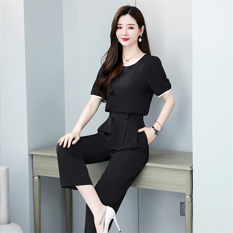 高级感职业套装女2024年夏季新款休闲时尚气质女神范阔腿裤两件套,女装套装/套裙,韩美纤衣