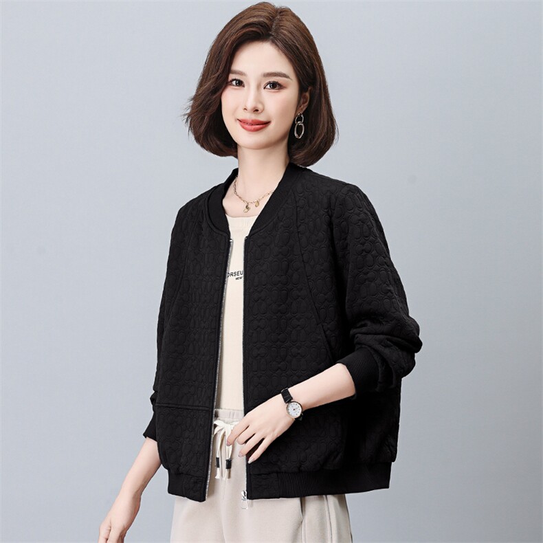 棒球服外套女2026新款春秋短款拉链式开衫小个子中年妈妈春装上衣,女装短外套,独衣靓