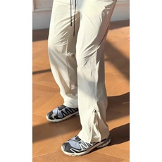 美式侧拉链冰皮速干裤男秋cleanfit弯刀裤子弹力微喇裤K6604-P47，男装皮裤，星座412-1