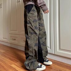 vibe美式复古解构拼接迷彩裤男女做旧baggy宽松直筒休闲裤KG185，男装休闲裤，星座1116A（原606A-3）