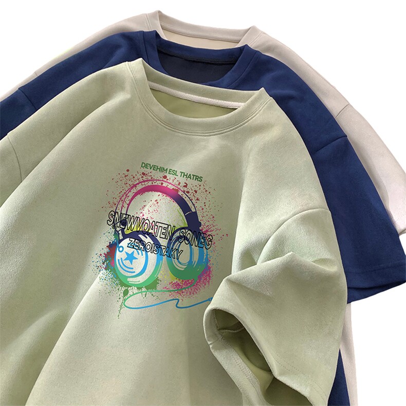 趣味印花短袖t恤男生夏季青少年学生帅气重磅宽松潮流半袖上衣服T,男装T恤,电商B367