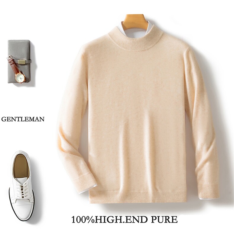 时尚男士高领羊毛衫秋冬新款保暖针织打底衫高品质舒适毛衣，男装羊毛衫，邓利维