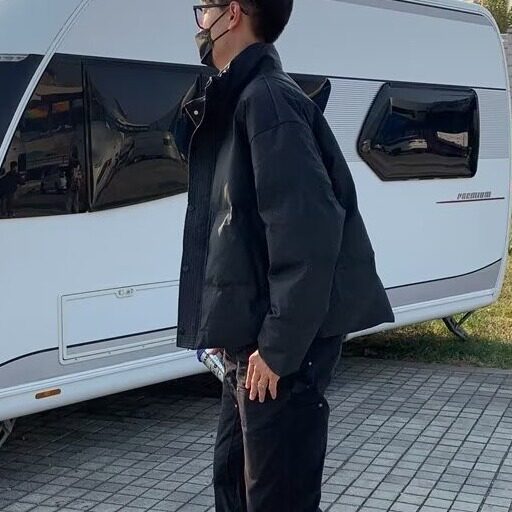 秋冬黑色棉衣外套男美式cleanfit加厚棉服短款立领休闲面包服，男装棉衣，星座601-2