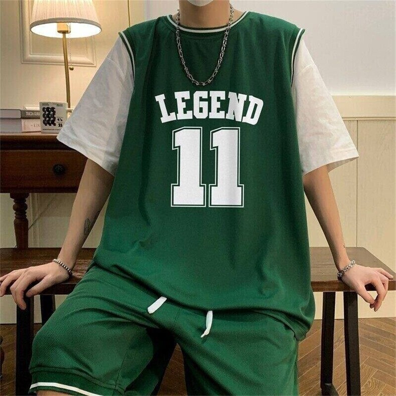 现货TZ05-P45夏季短袖t恤休闲运动套装男士大码短裤子班服,男装T恤,电商D310B