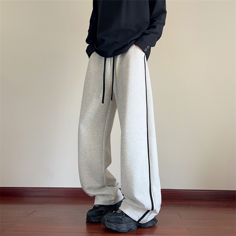 秋季新款休闲裤男宽松卫裤直筒裤拼色长裤 K7701-特P45 控78图片