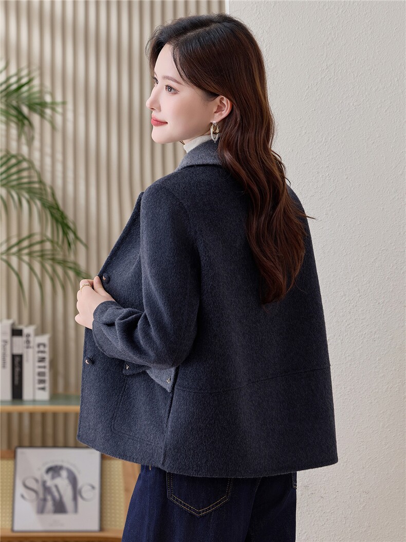 韩版短款双面羊绒大衣女时尚2025新款冬季超好看洋气减龄毛呢外套,女装毛呢外套,众宇琦