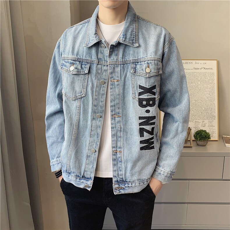 JK821-p80 M-5X店主风ins牛仔夹克绣花破洞大码男日系CITYBOY图片